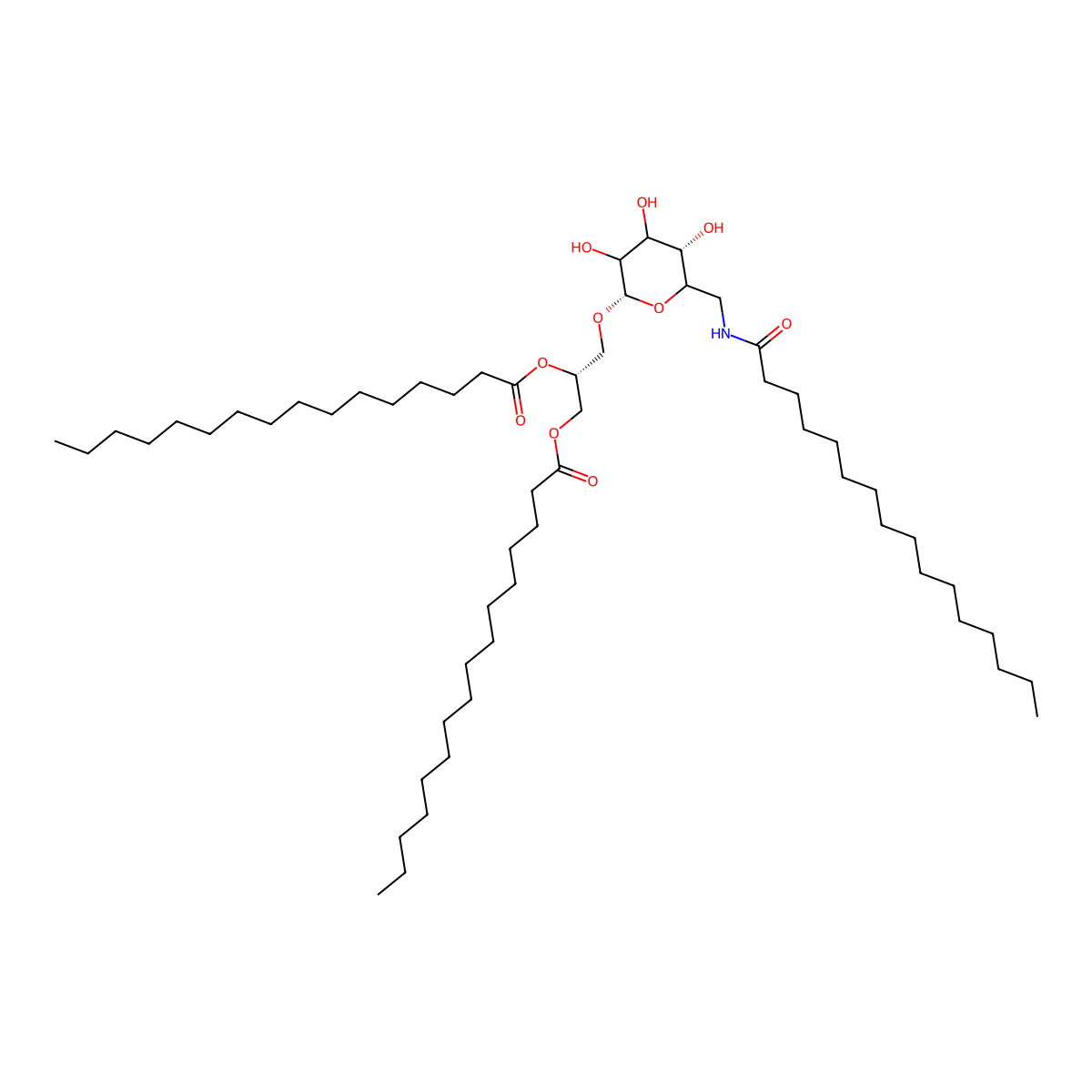 [(2R)-3-[(2S,5S)-6-[(hexadecanoylamino)methyl]-3,4,5-trihydroxyoxan-2-yl]oxy-2-hexadecanoyloxypropyl] hexadecanoate molecular structure, CAS 843651-89-8