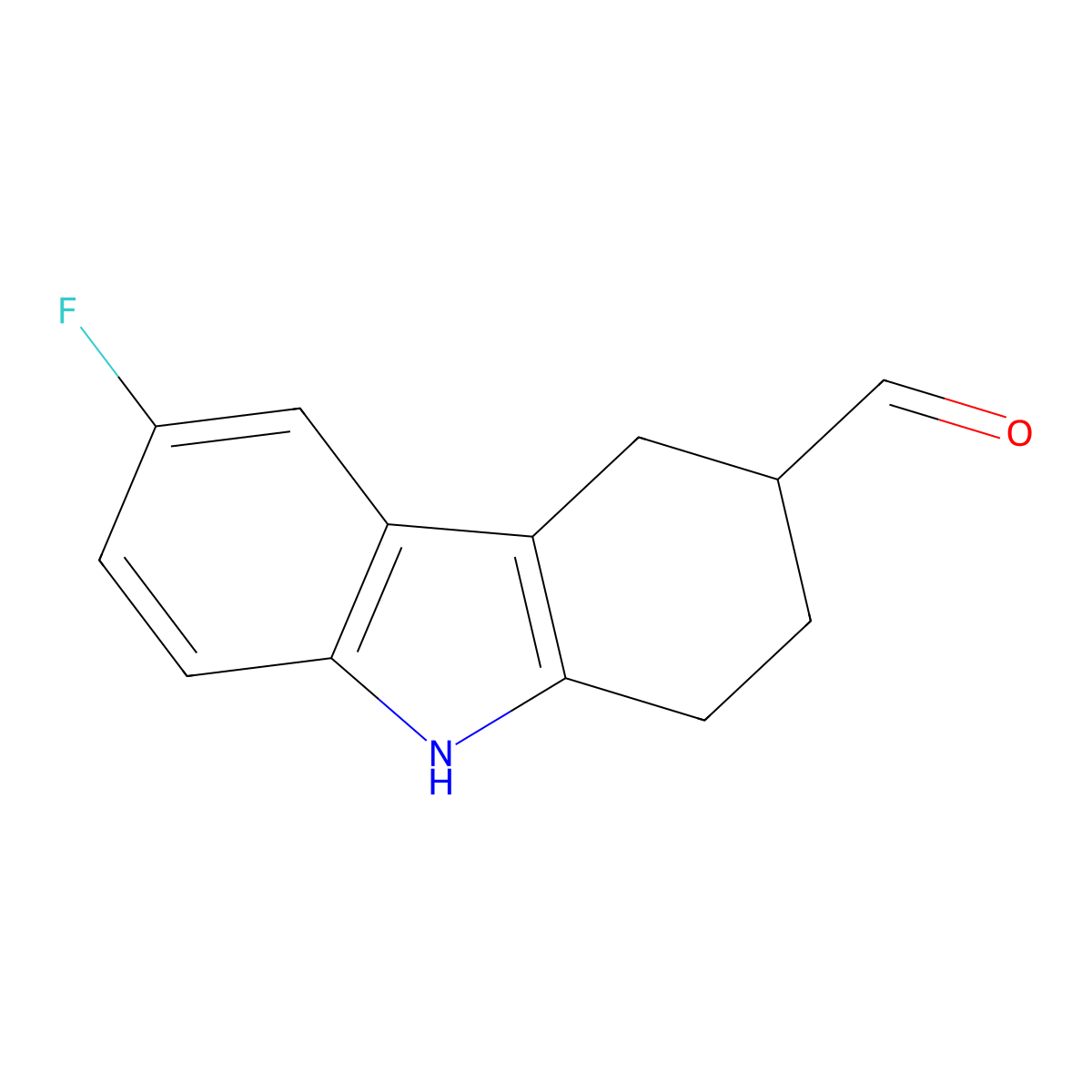 6-Fluoro-2,3,4,9-tetrahydro-1H-carbazole-3-carbaldehyde molecular structure, CAS 843653-04-3