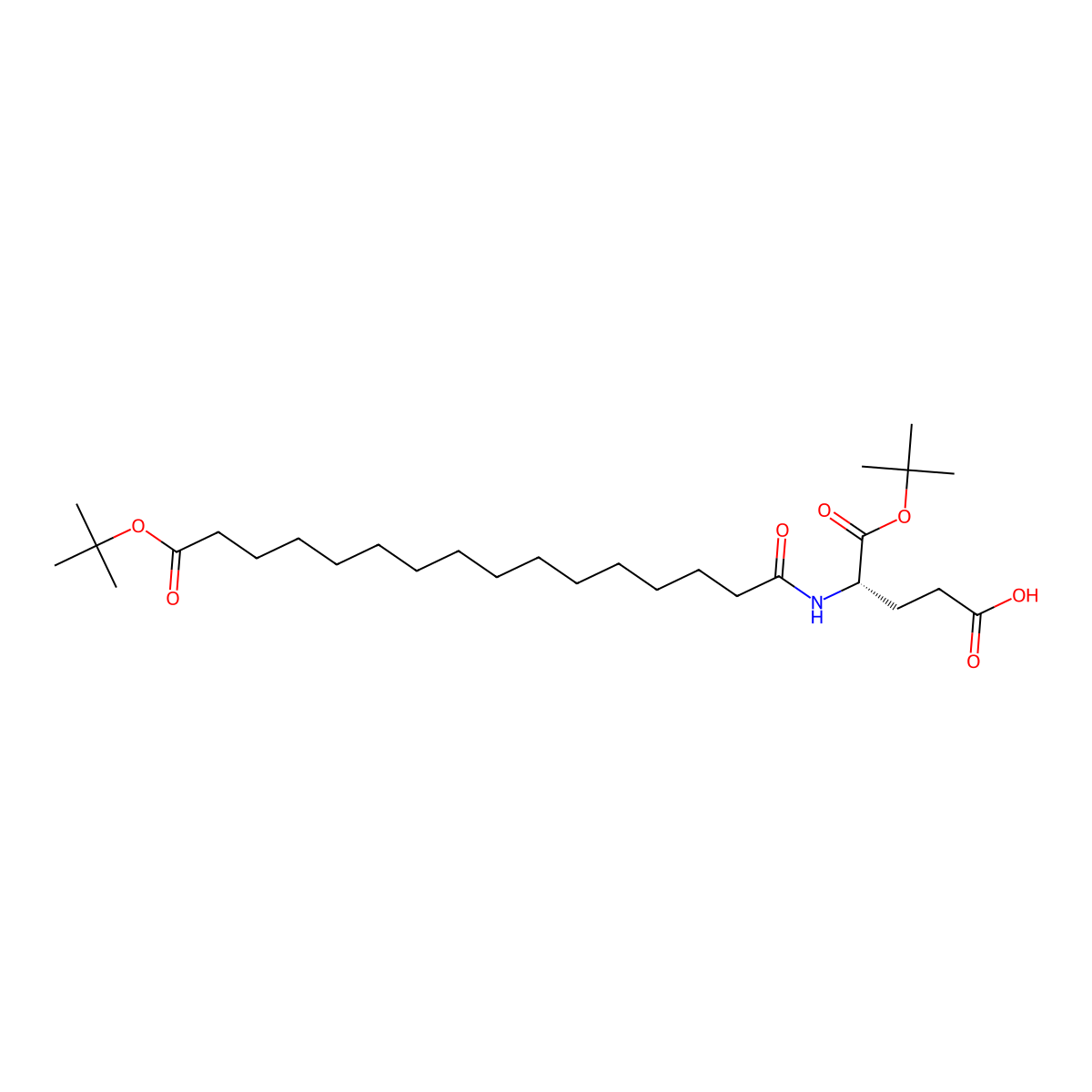 (S)-5-(tert-Butoxy)-4-(16-(tert-butoxy)-16-oxohexadecanamido)-5-oxopentanoic acid molecular structure, CAS 843666-29-5