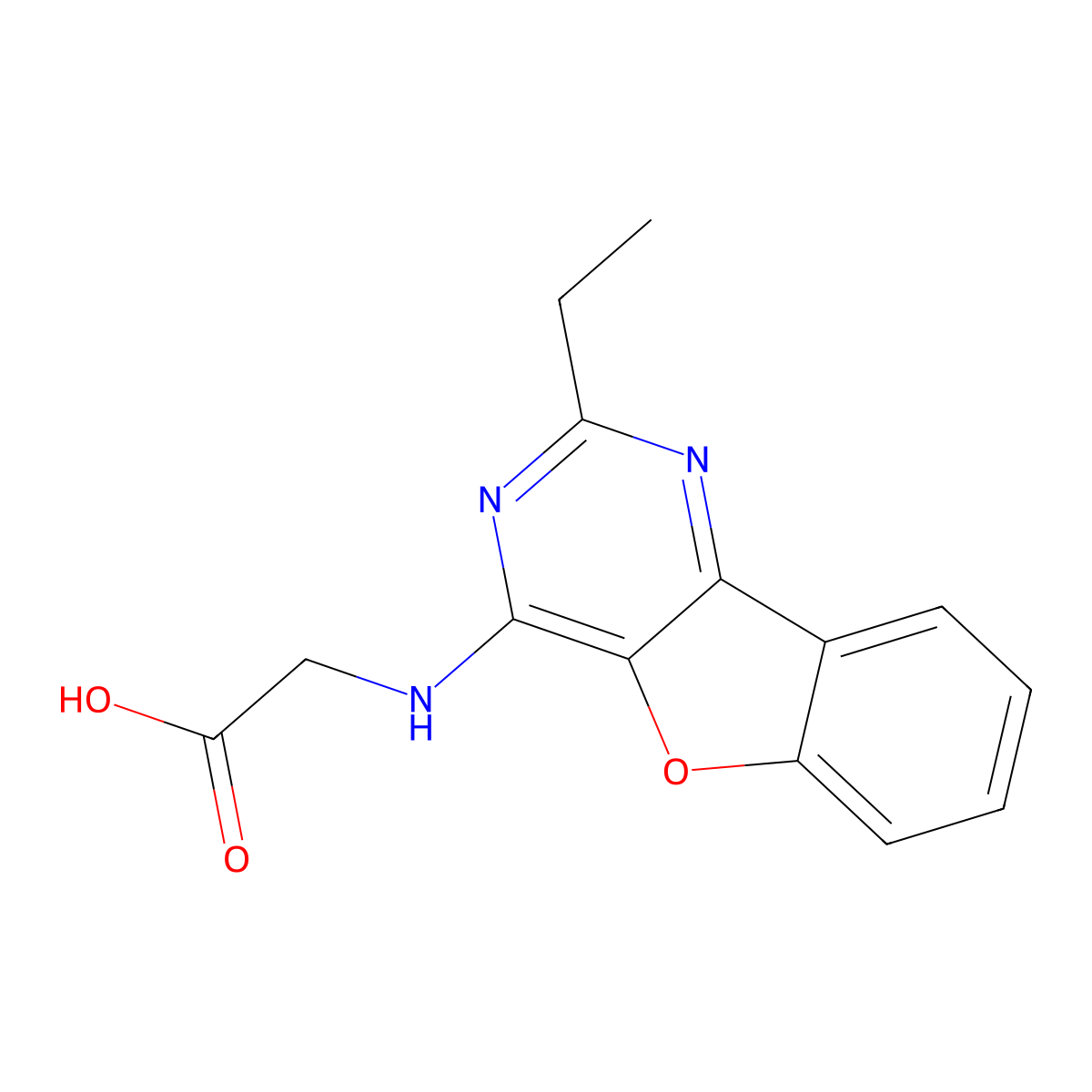 2-((2-Ethylbenzofuro[3,2-d]pyrimidin-4-yl)amino)acetic acid molecular structure, CAS 843668-27-9
