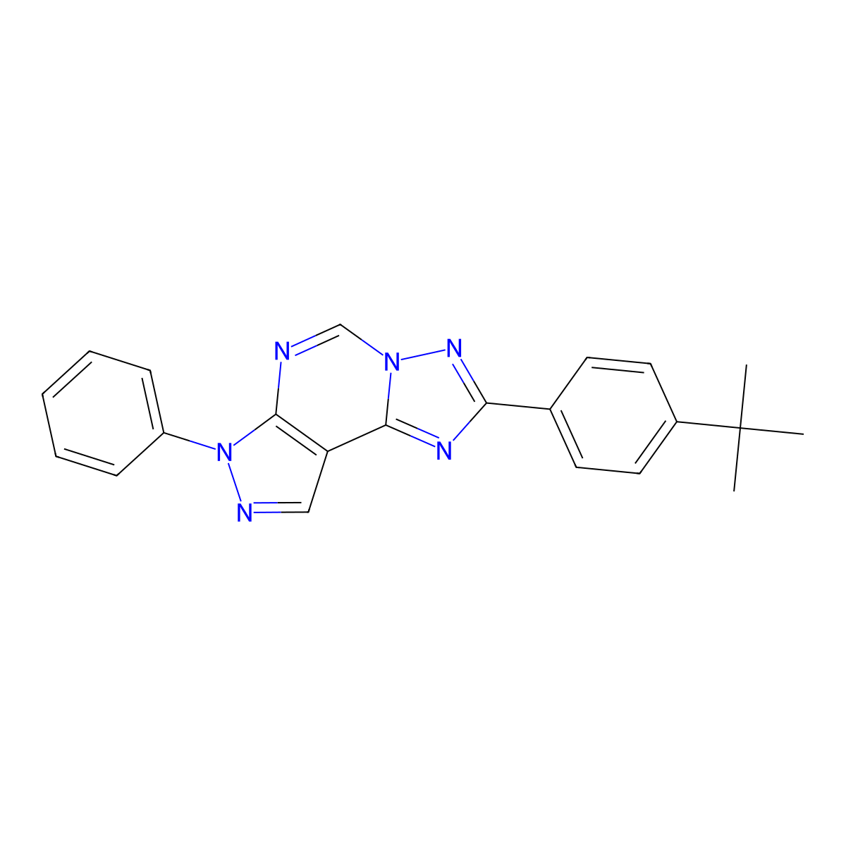 2-(4-tert-butylphenyl)-7-phenyl-7H-pyrazolo[4,3-e][1,2,4]triazolo[1,5-c]pyrimidine molecular structure, CAS 843668-56-4