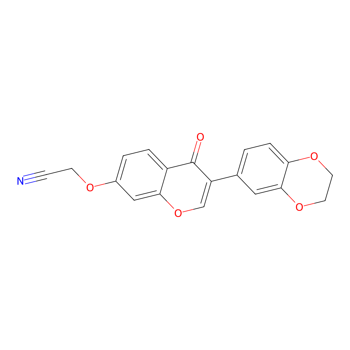 2-((3-(2,3-dihydrobenzo[b][1,4]dioxin-6-yl)-4-oxo-4H-chromen-7-yl)oxy)acetonitrile molecular structure, CAS 843668-88-2