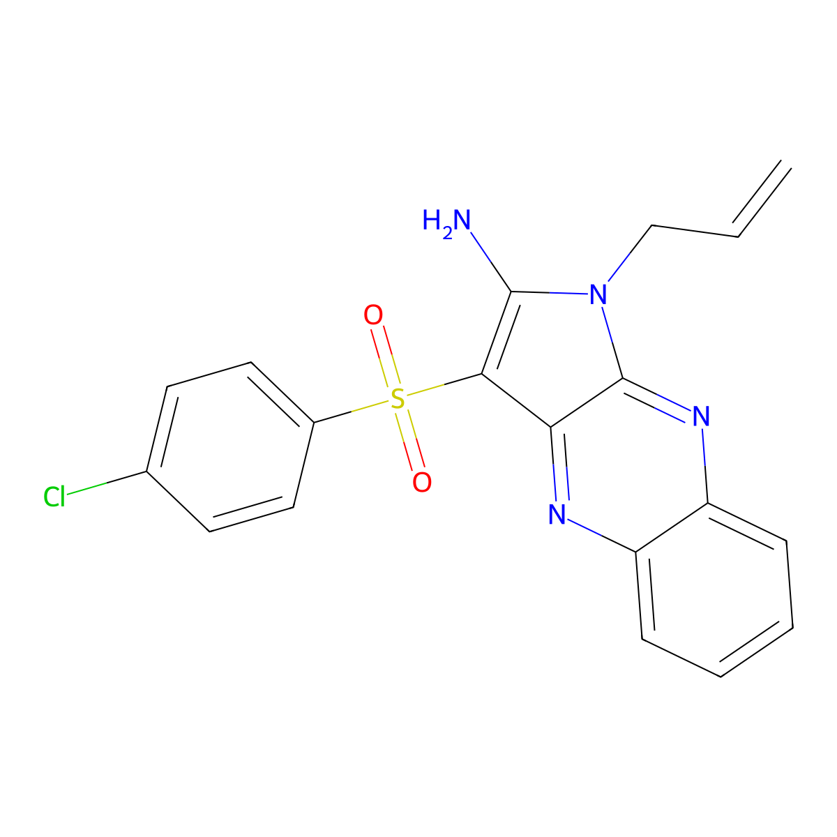 1-allyl-3-((4-chlorophenyl)sulfonyl)-1H-pyrrolo[2,3-b]quinoxalin-2-amine molecular structure, CAS 843668-90-6