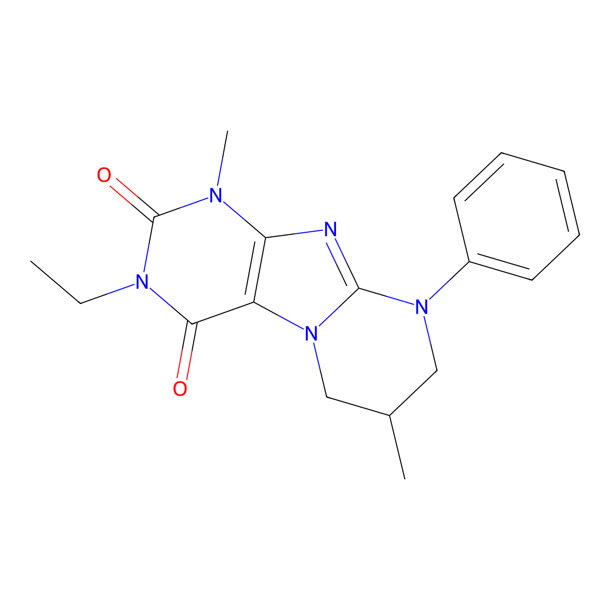 3-ethyl-1,7-dimethyl-9-phenyl-7,8-dihydro-6H-purino[7,8-a]pyrimidine-2,4-dione molecular structure, CAS 843669-33-0