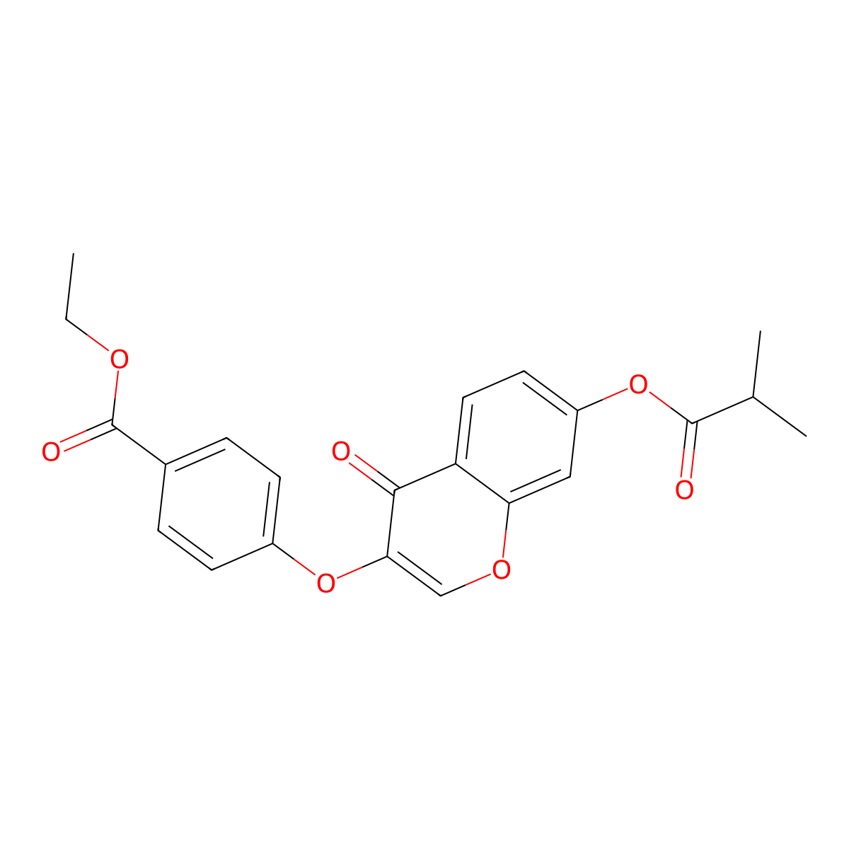 ethyl 4-({7-[(2-methylpropanoyl)oxy]-4-oxo-4H-chromen-3-yl}oxy)benzoate molecular structure, CAS 843669-73-8