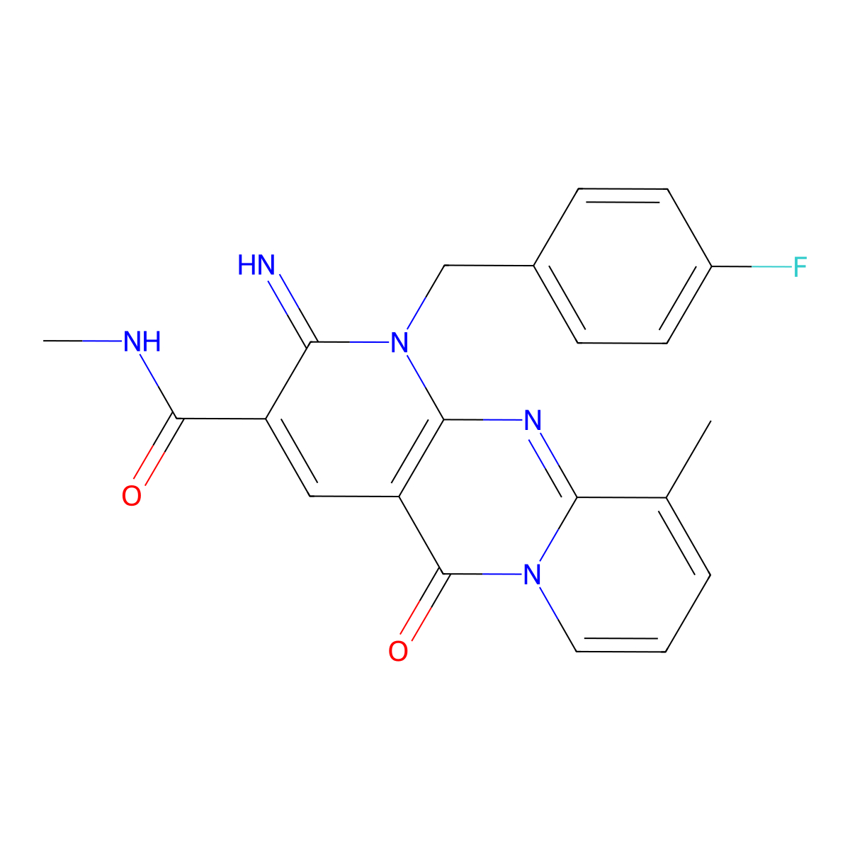 1-(4-fluorobenzyl)-2-imino-N,10-dimethyl-5-oxo-1,5-dihydro-2H-dipyrido[1,2-a:2',3'-d]pyrimidine-3-carboxamide molecular structure, CAS 843669-91-0