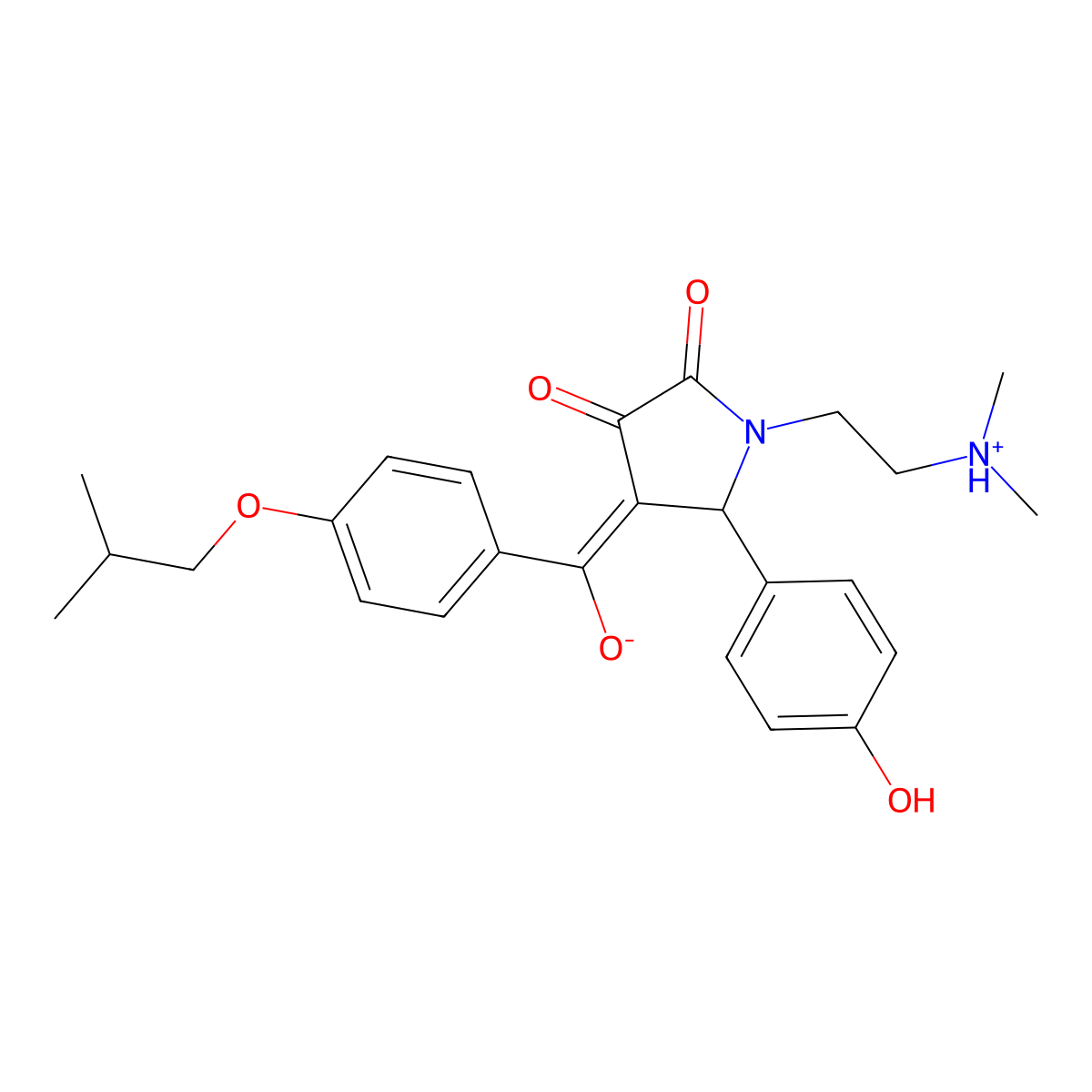 1-[2-(dimethylamino)ethyl]-3-hydroxy-5-(4-hydroxyphenyl)-4-[4-(2-methylpropoxy)benzoyl]-2,5-dihydro-1H-pyrrol-2-one molecular structure, CAS 843670-50-8