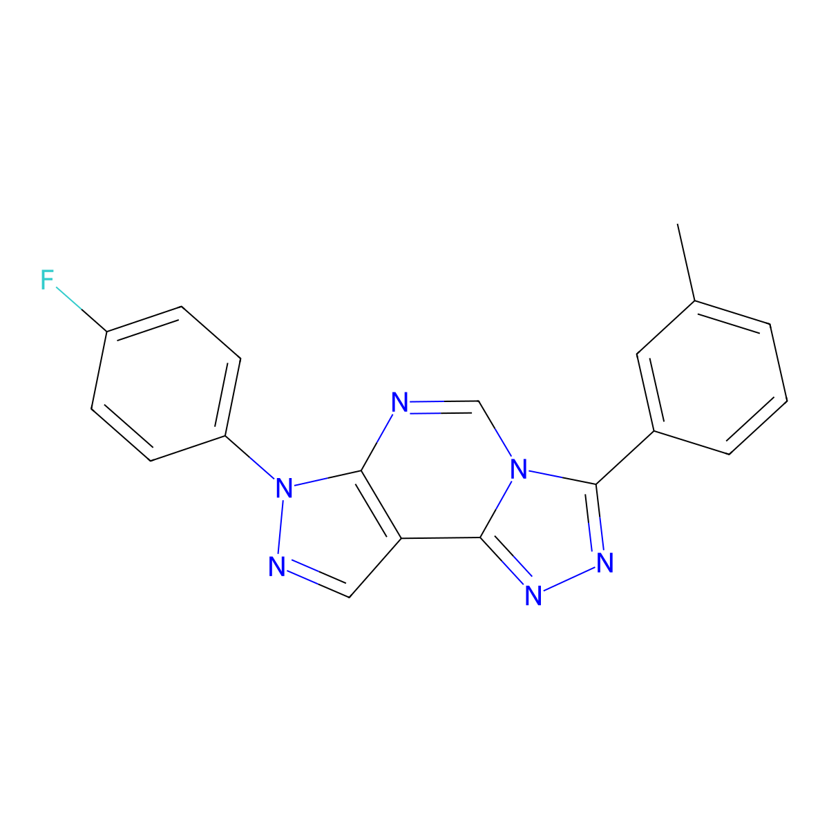 7-(4-fluorophenyl)-3-(3-methylphenyl)-7H-pyrazolo[4,3-e][1,2,4]triazolo[4,3-c]pyrimidine molecular structure, CAS 843671-06-7