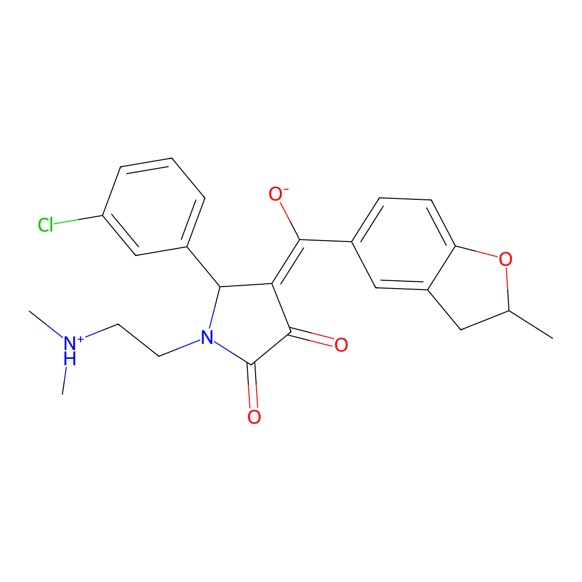 5-(3-chlorophenyl)-1-[2-(dimethylamino)ethyl]-3-hydroxy-4-(2-methyl-2,3-dihydro-1-benzofuran-5-carbonyl)-2,5-dihydro-1H-pyrrol-2-one molecular structure, CAS 843671-21-6