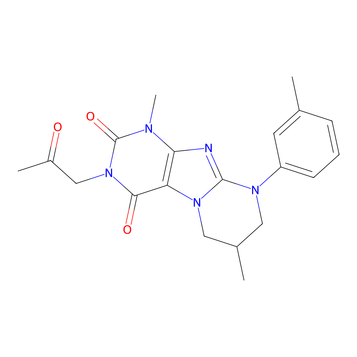1,7-dimethyl-9-(3-methylphenyl)-3-(2-oxopropyl)-7,8-dihydro-6H-purino[7,8-a]pyrimidine-2,4-dione molecular structure, CAS 843671-66-9