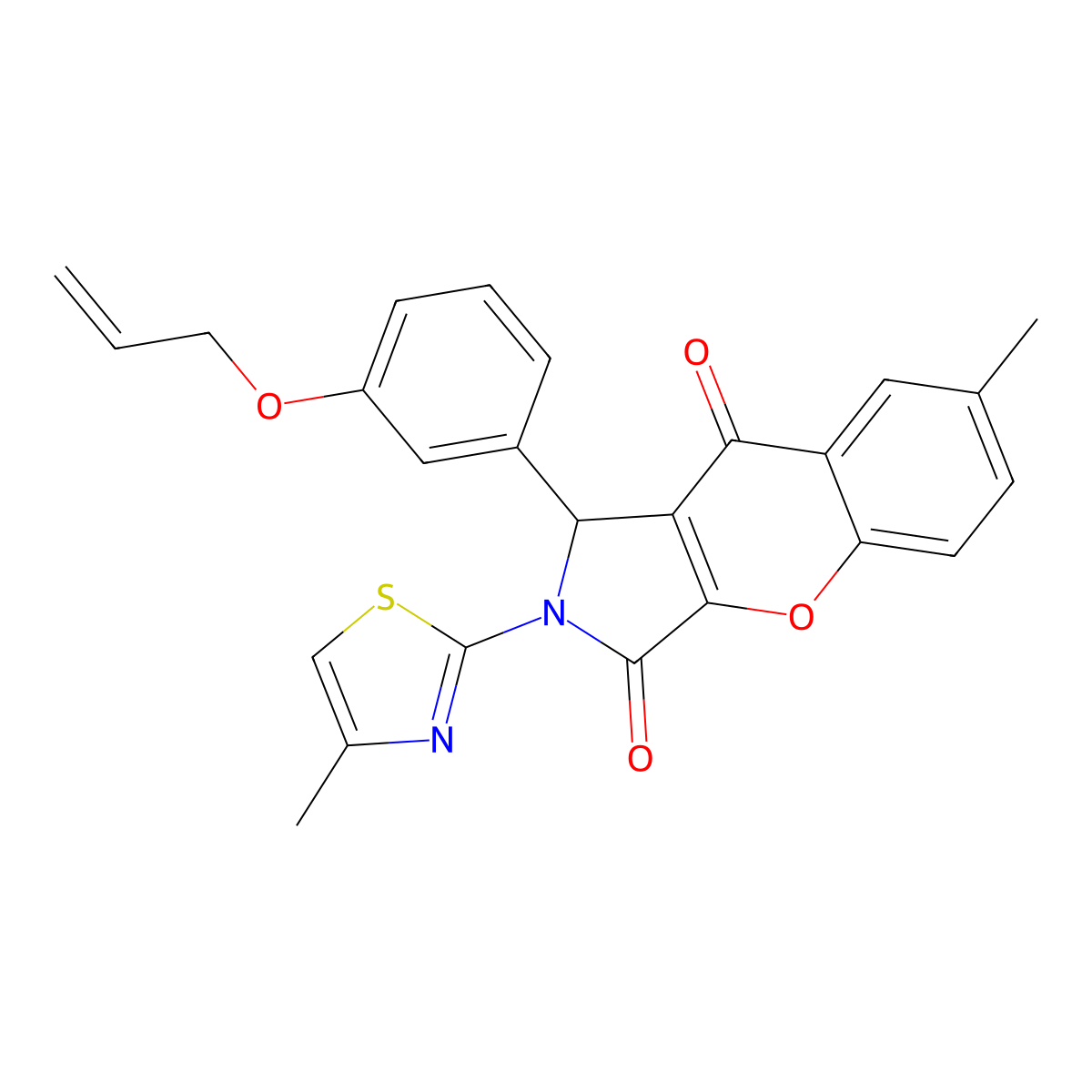 1-(3-(Allyloxy)phenyl)-7-methyl-2-(4-methylthiazol-2-yl)-1,2-dihydrochromeno[2,3-c]pyrrole-3,9-dione molecular structure, CAS 843671-76-1