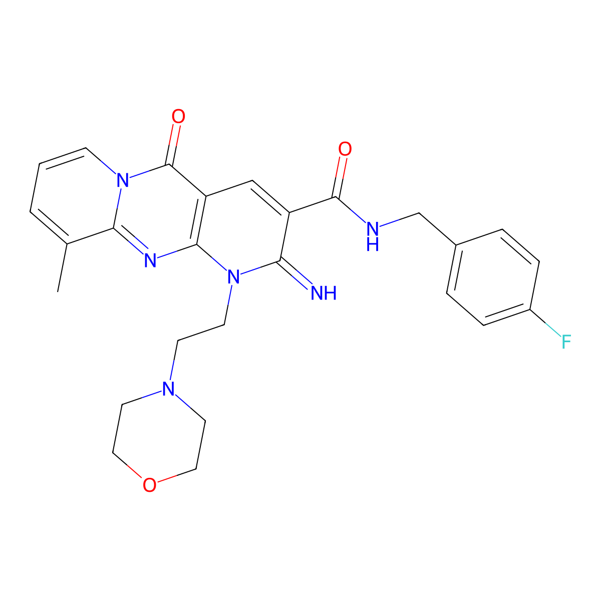N-(4-fluorobenzyl)-2-imino-10-methyl-1-[2-(morpholin-4-yl)ethyl]-5-oxo-1,5-dihydro-2H-dipyrido[1,2-a:2',3'-d]pyrimidine-3-carboxamide molecular structure, CAS 843672-09-3