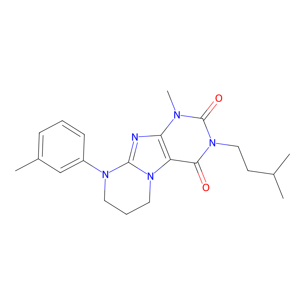 1-methyl-3-(3-methylbutyl)-9-(3-methylphenyl)-7,8-dihydro-6H-purino[7,8-a]pyrimidine-2,4-dione molecular structure, CAS 843672-15-1