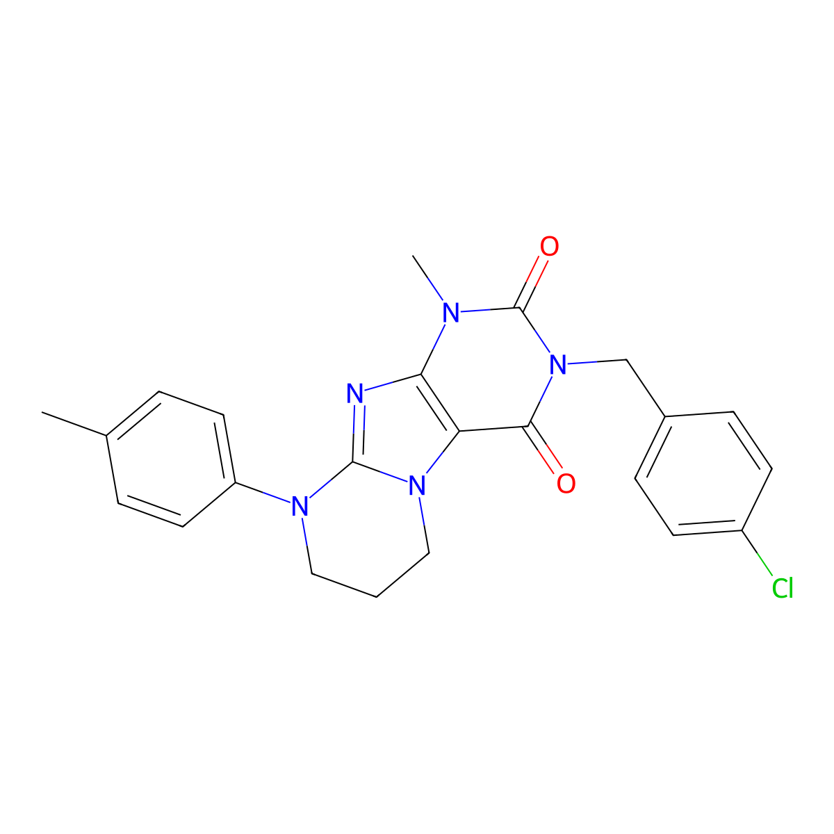 3-[(4-chlorophenyl)methyl]-1-methyl-9-(4-methylphenyl)-7,8-dihydro-6H-purino[7,8-a]pyrimidine-2,4-dione molecular structure, CAS 843672-23-1