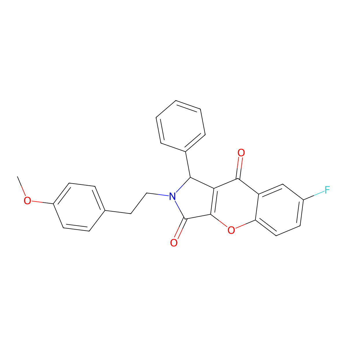 7-Fluoro-2-[2-(4-methoxyphenyl)ethyl]-1-phenyl-1,2-dihydrochromeno[2,3-c]pyrrole-3,9-dione molecular structure, CAS 843672-46-8