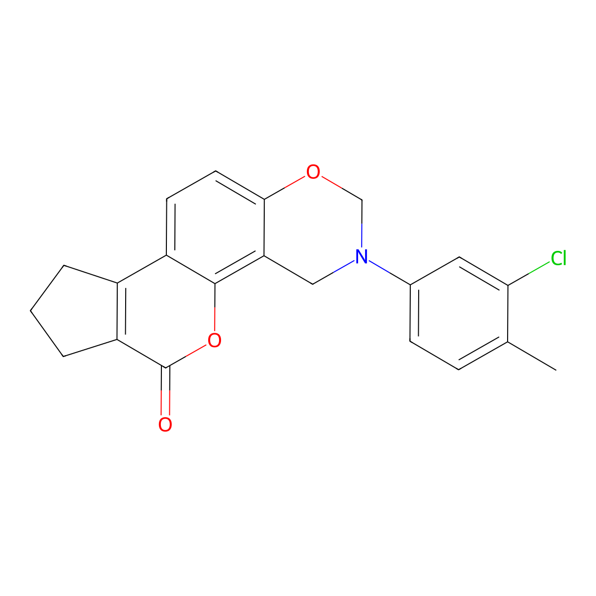 3-(3-chloro-4-methylphenyl)-3,4,8,9-tetrahydro-2H-cyclopenta[3,4]chromeno[8,7-e][1,3]oxazin-6(7H)-one molecular structure, CAS 843672-77-5