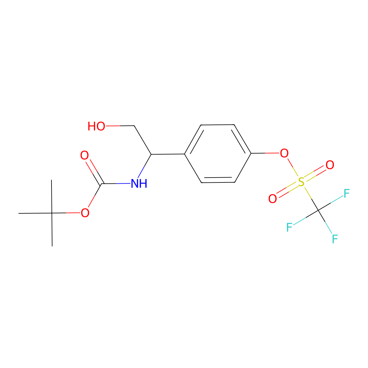 [4-[2-Hydroxy-1-[(2-methylpropan-2-yl)oxycarbonylamino]ethyl]phenyl] trifluoromethanesulfonate molecular structure, CAS 843673-72-3