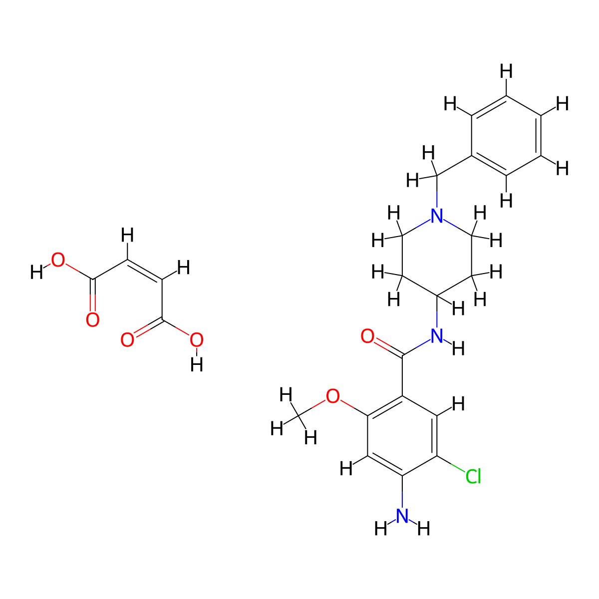 Clebopride maleate molecular structure, CAS 84370-95-6