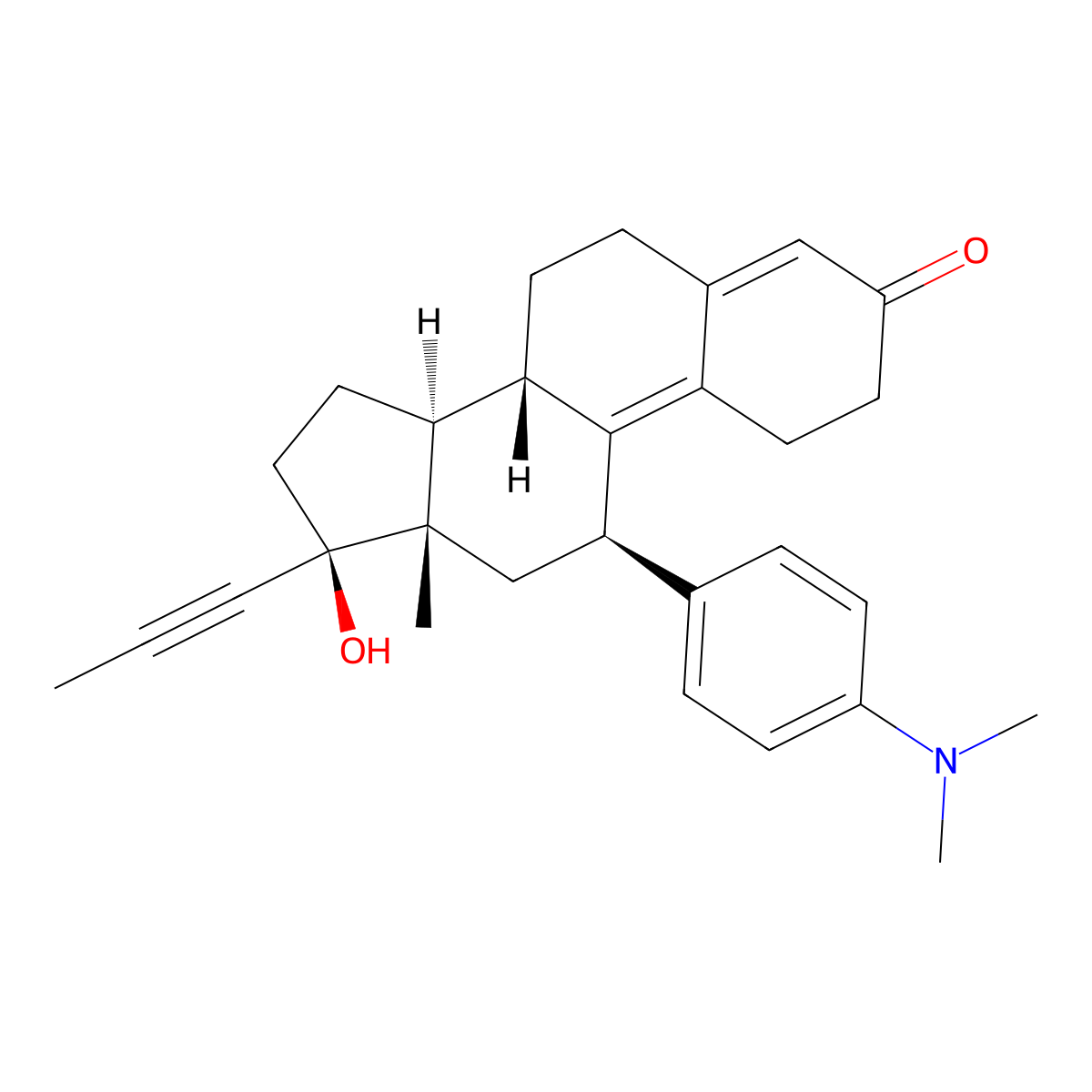 Mifepristone molecular structure, CAS 84371-65-3