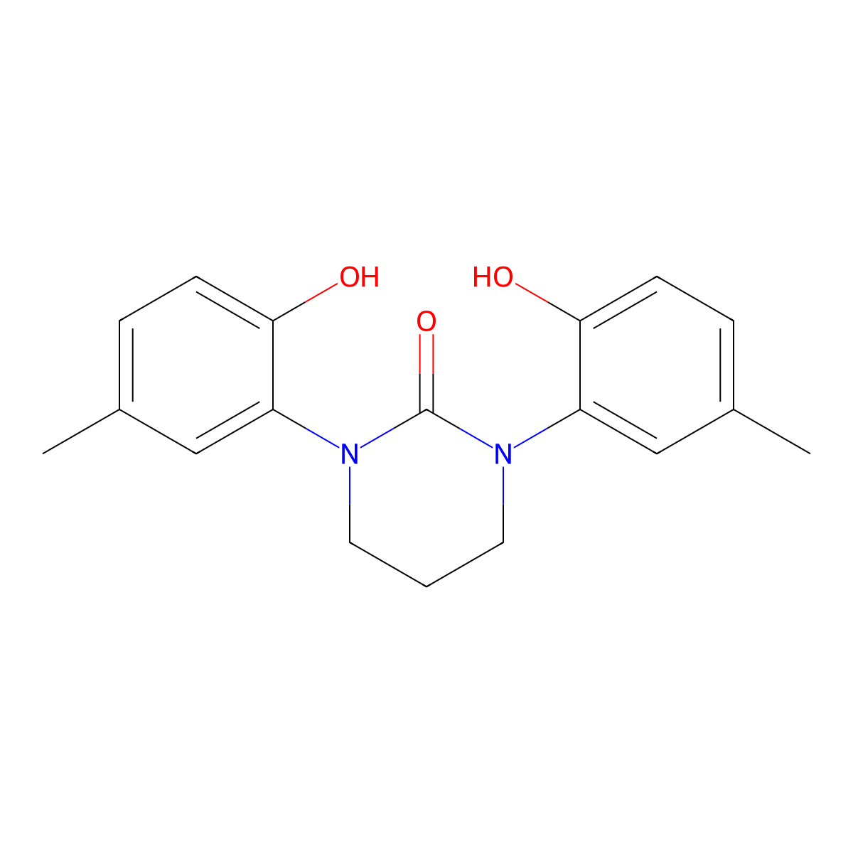 1,3-Bis(2-hydroxy-5-methylphenyl)tetrahydro-2(1H)-pyrimidinone molecular structure, CAS 84379-39-5