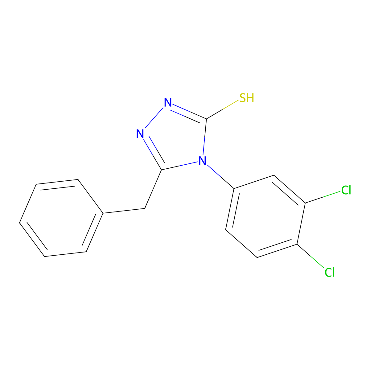 5-benzyl-4-(3,4-dichlorophenyl)-4H-1,2,4-triazol-3-ylhydrosulfide molecular structure, CAS 84382-18-3