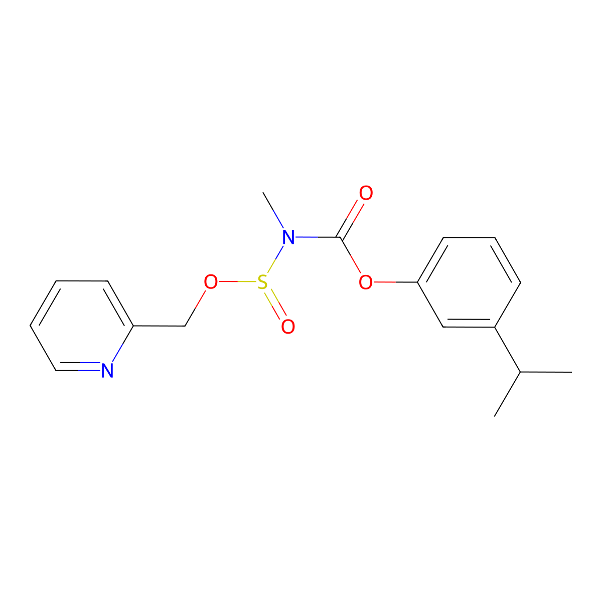 Carbamic acid, methyl((2-pyridinylmethoxy)sulfinyl)-, 3-(1-methylethyl)phenyl ester molecular structure, CAS 84384-94-1