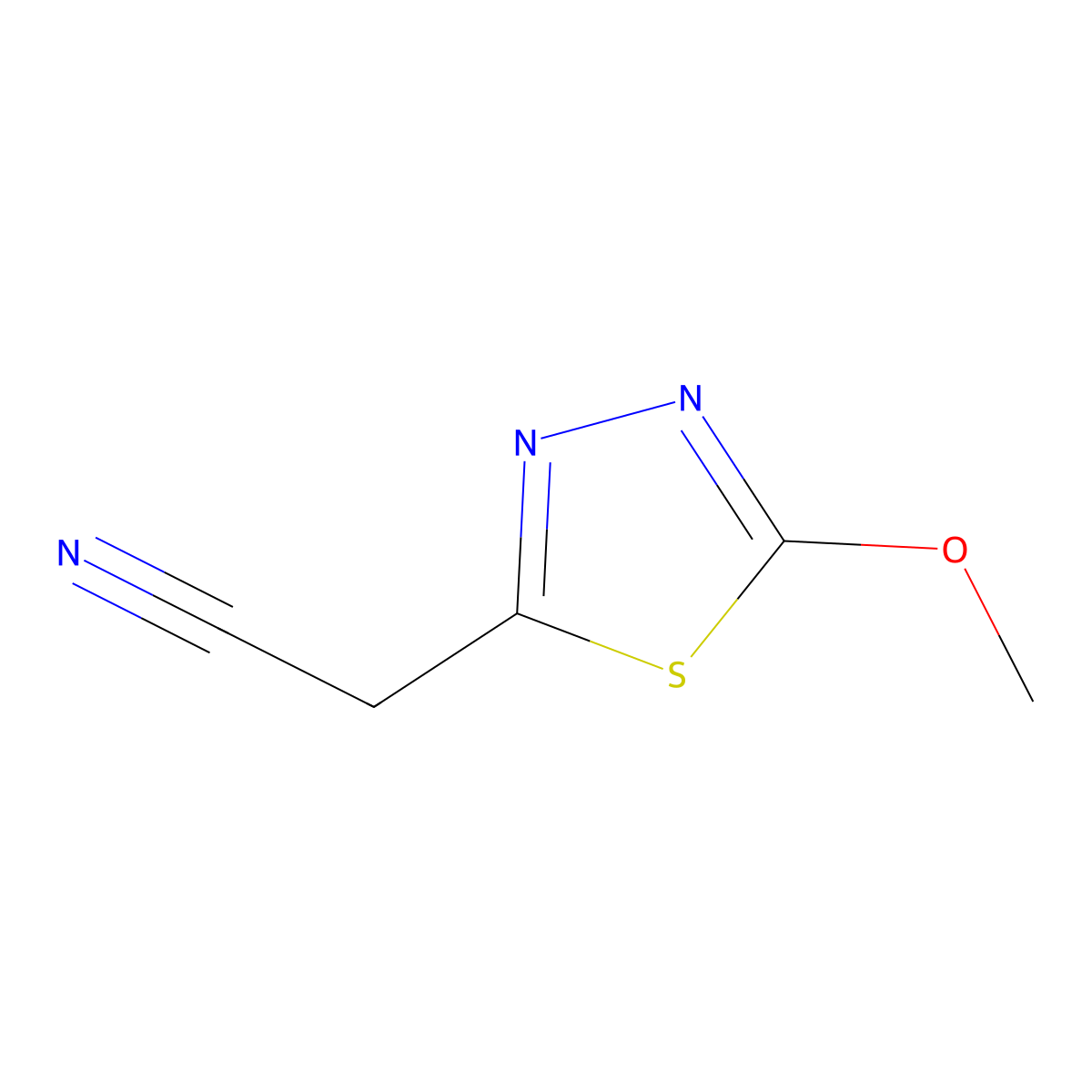 2-(5-Methoxy-1,3,4-thiadiazol-2-yl)acetonitrile molecular structure, CAS 84389-19-5