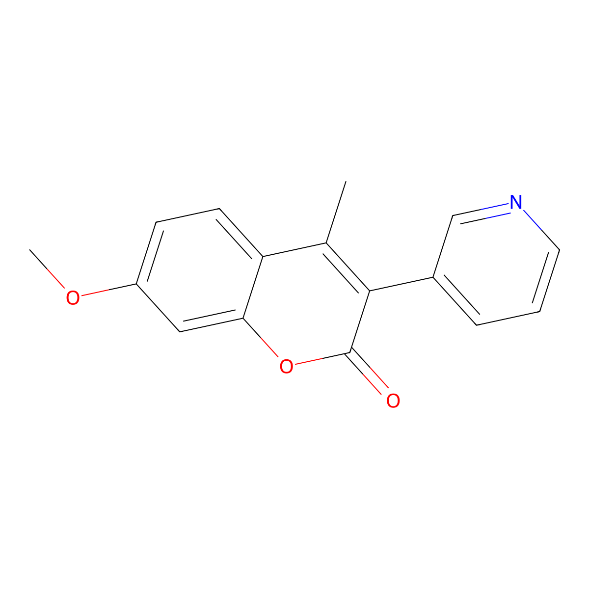 7-Methoxy-4-methyl-3-(pyridin-3-yl)-2h-chromen-2-one molecular structure, CAS 844-01-9