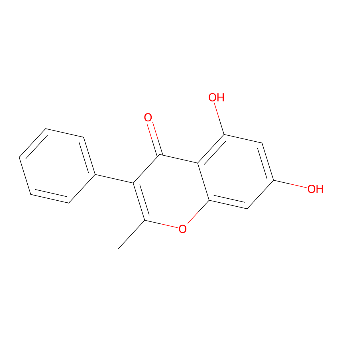 4H-1-Benzopyran-4-one, 5,7-dihydroxy-2-methyl-3-phenyl- molecular structure, CAS 844-95-1