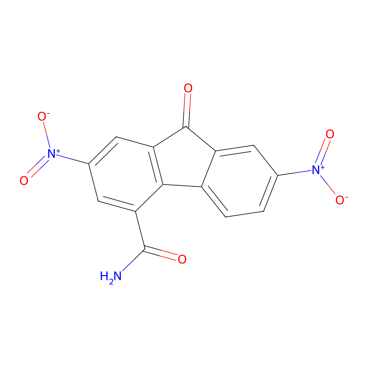 9H-Fluorene-4-carboxamide, 2,7-dinitro-9-oxo- molecular structure, CAS 84409-00-7