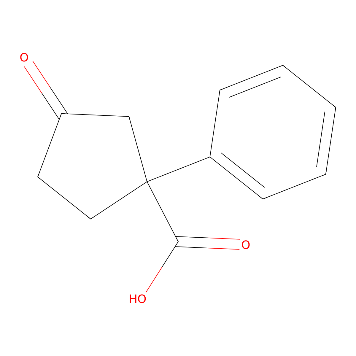3-Oxo-1-phenylcyclopentanecarboxylic acid molecular structure, CAS 84409-29-0