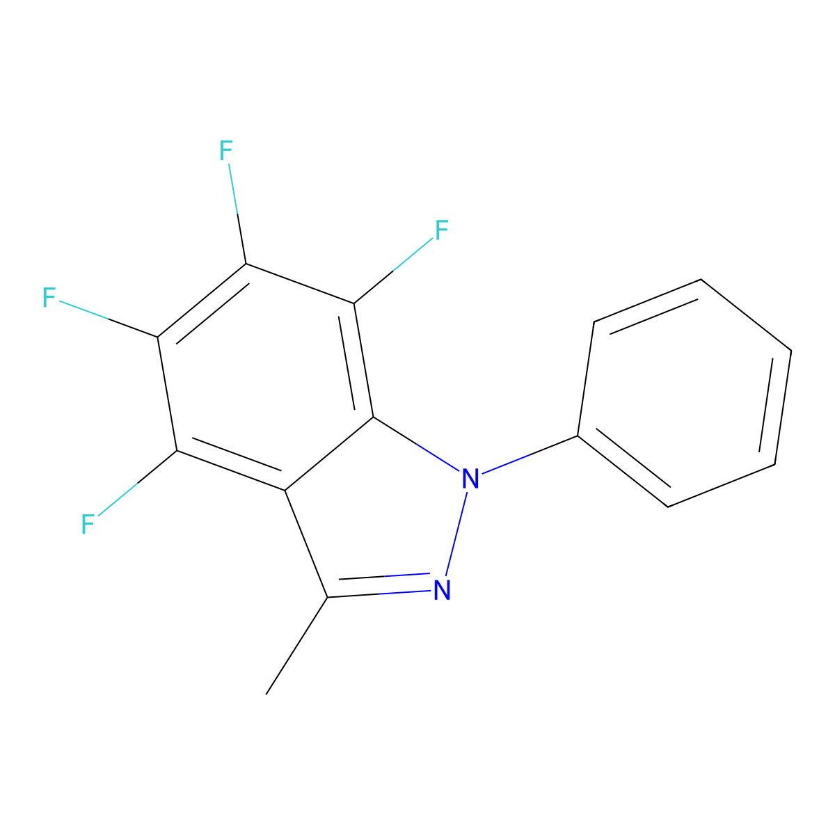 4,5,6,7-Tetrafluoro-3-methyl-1-phenyl-1H-indazole molecular structure, CAS 84409-38-1
