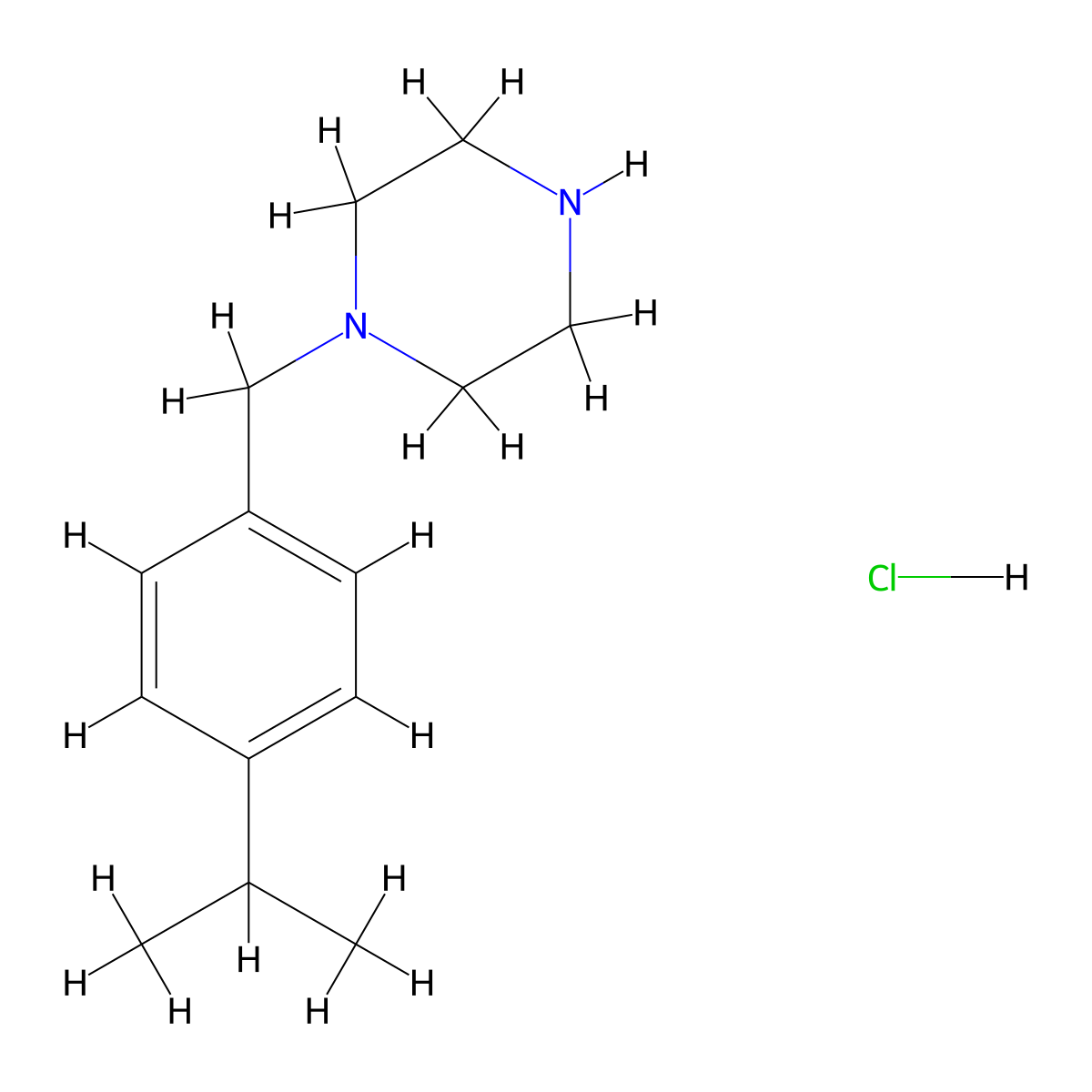 1-{[4-(Propan-2-yl)phenyl]methyl}piperazine hydrochloride molecular structure, CAS 84418-45-1