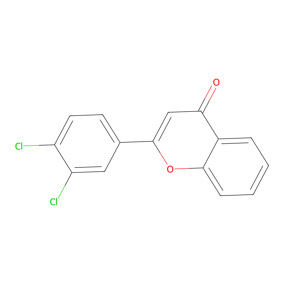 4H-1-Benzopyran-4-one, 2-(3,4-dichlorophenyl)- molecular structure, CAS 84437-40-1