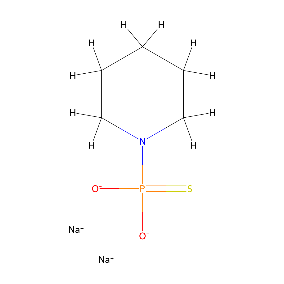 phosphonothioic acid, 1-piperidinyl-, disodium salt molecular structure, CAS 84439-63-4