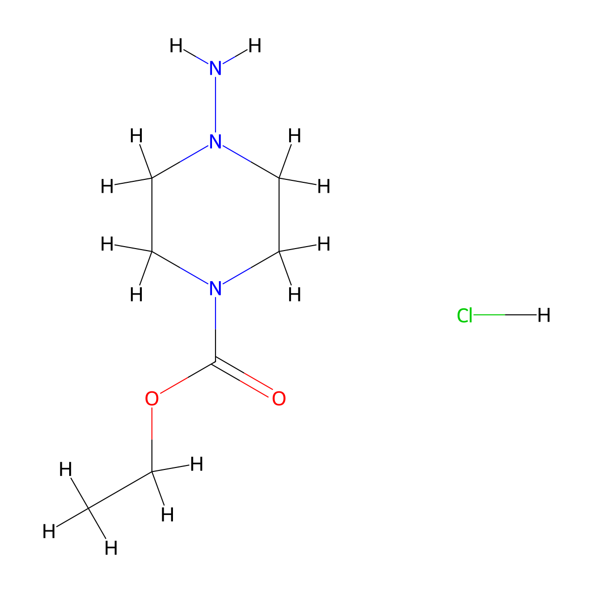 Ethyl 4-aminopiperazine-1-carboxylate hydrochloride molecular structure, CAS 84442-57-9