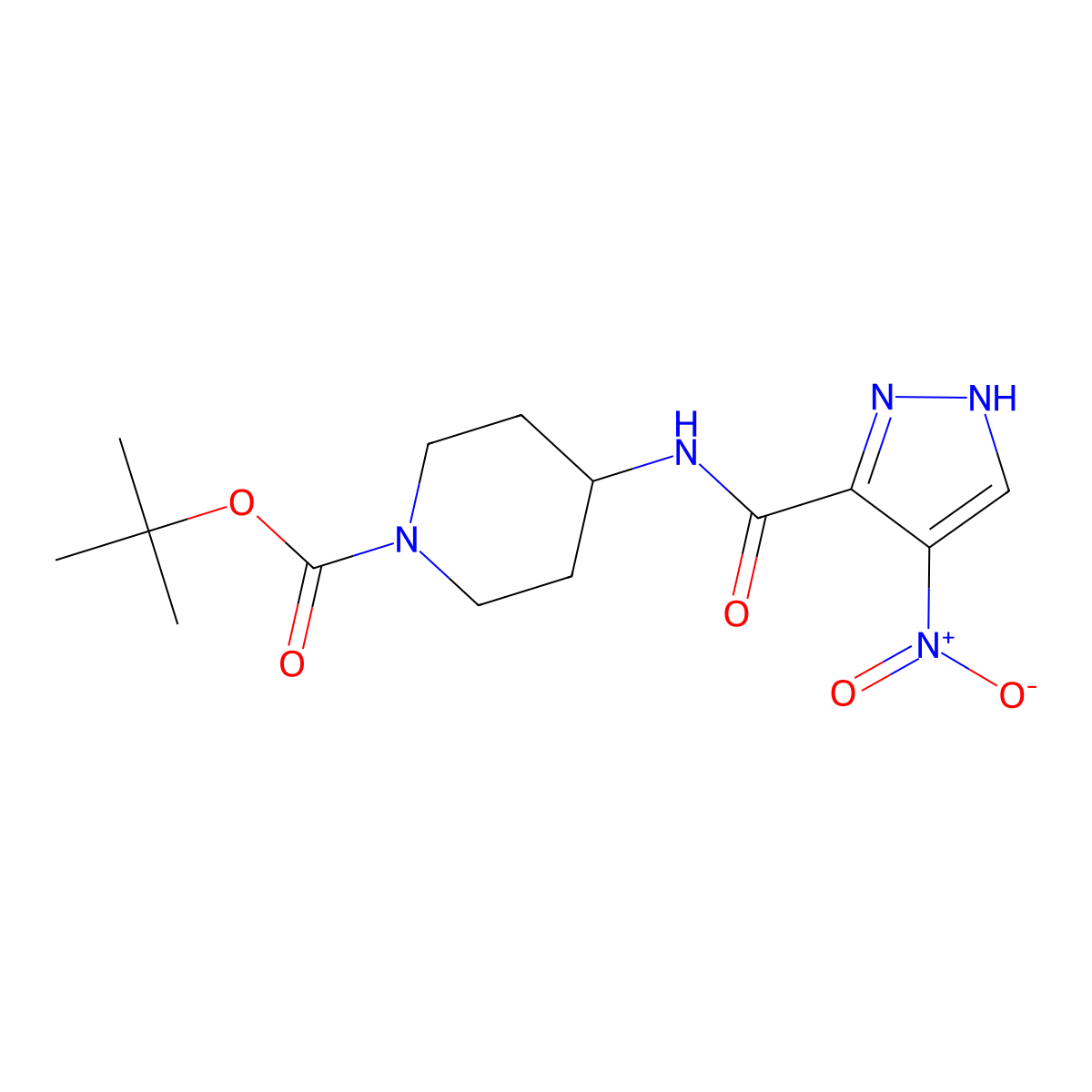 4-[(4-nitro-1H-pyrazole-3-carbonyl)-amino]-piperidine-1-carboxylic acid tert-butyl ester molecular structure, CAS 844443-80-7