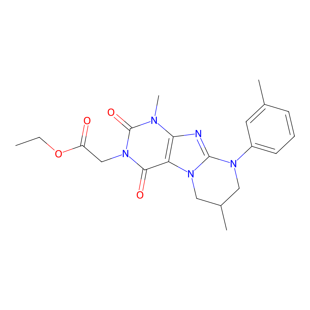 ethyl 2-[1,7-dimethyl-9-(3-methylphenyl)-2,4-dioxo-7,8-dihydro-6H-purino[7,8-a]pyrimidin-3-yl]acetate molecular structure, CAS 844447-29-6