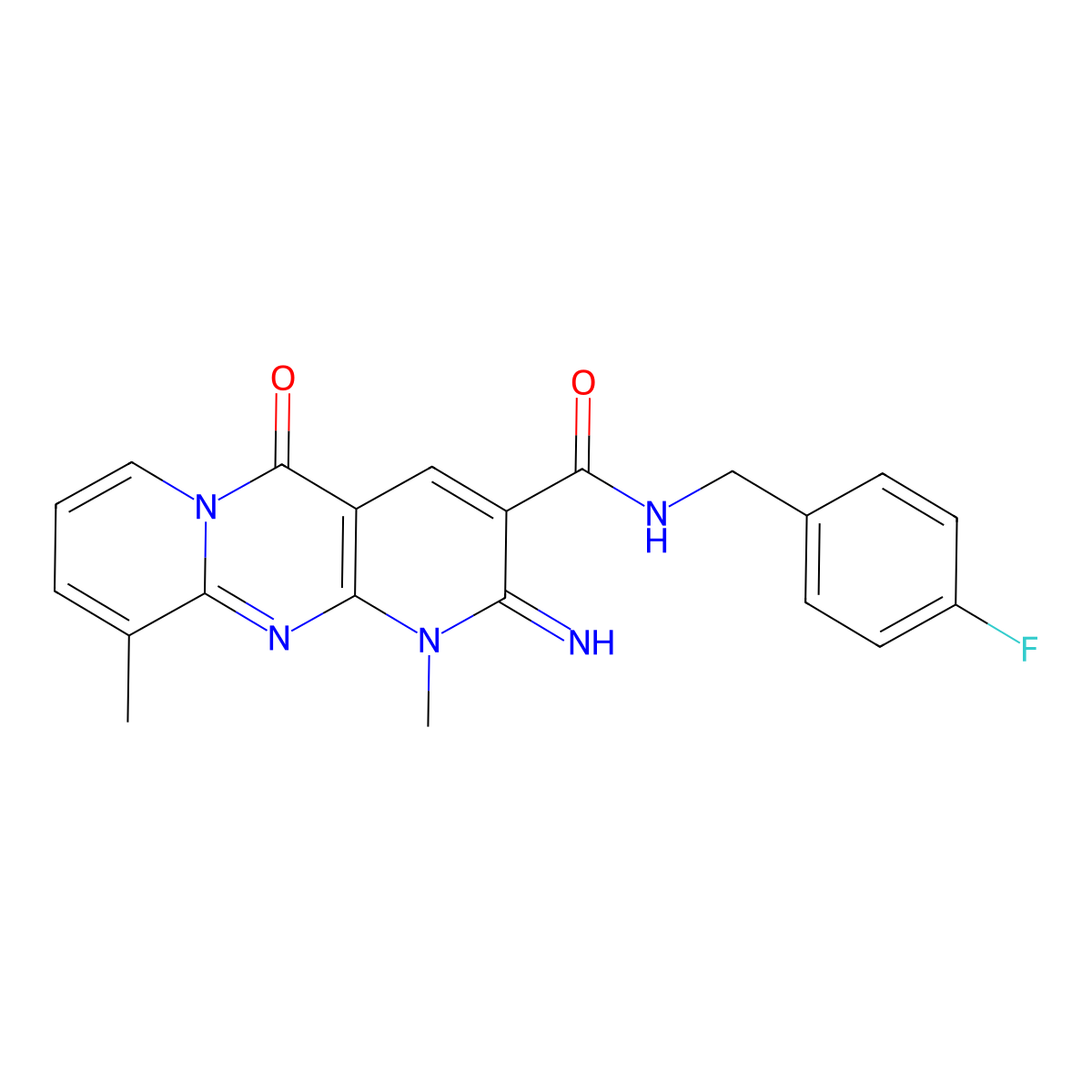 N-(4-fluorobenzyl)-2-imino-1,10-dimethyl-5-oxo-1,5-dihydro-2H-dipyrido[1,2-a:2',3'-d]pyrimidine-3-carboxamide molecular structure, CAS 844447-44-5