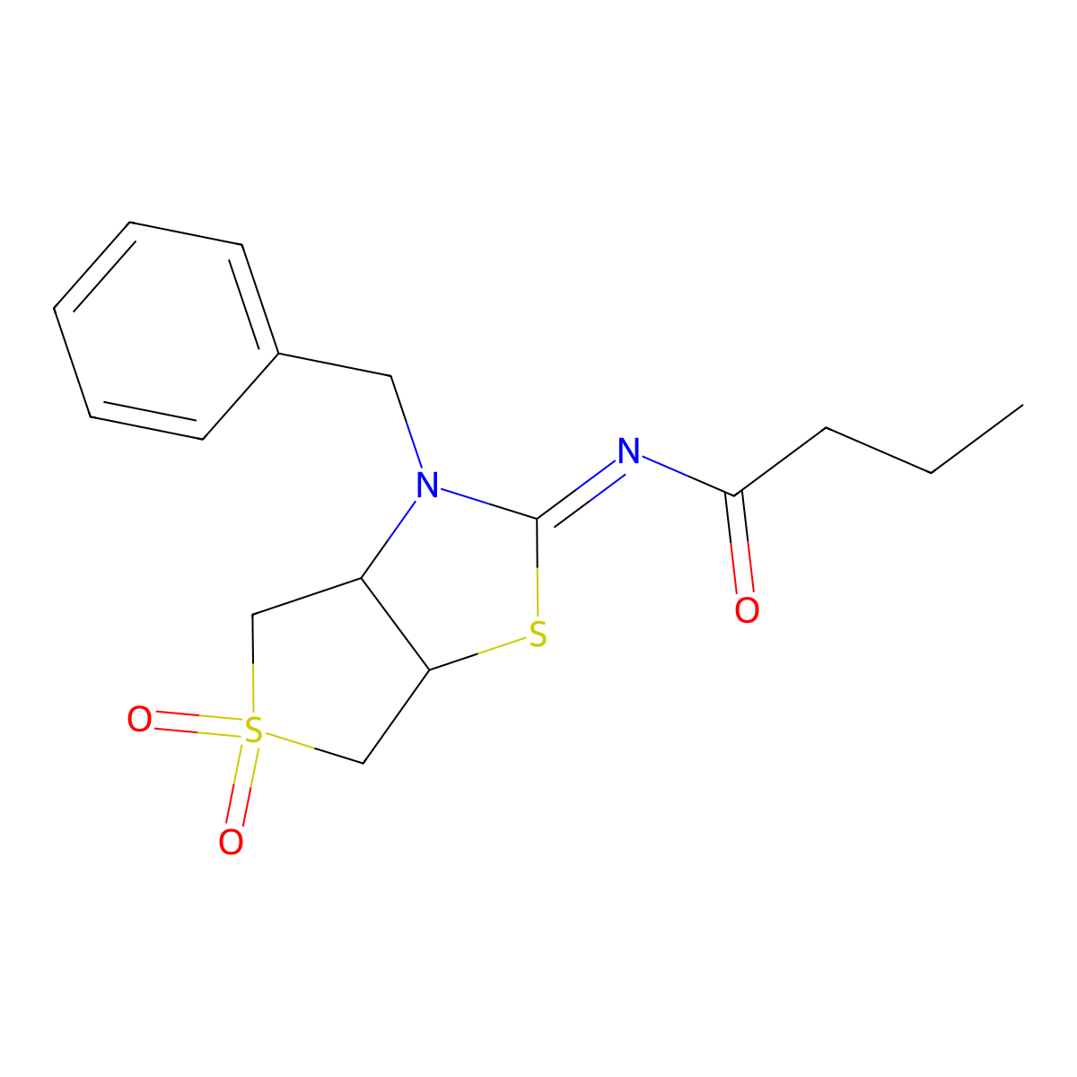 N-[(2Z)-3-benzyl-5,5-dioxidotetrahydrothieno[3,4-d][1,3]thiazol-2(3H)-ylidene]butanamide molecular structure, CAS 844447-50-3