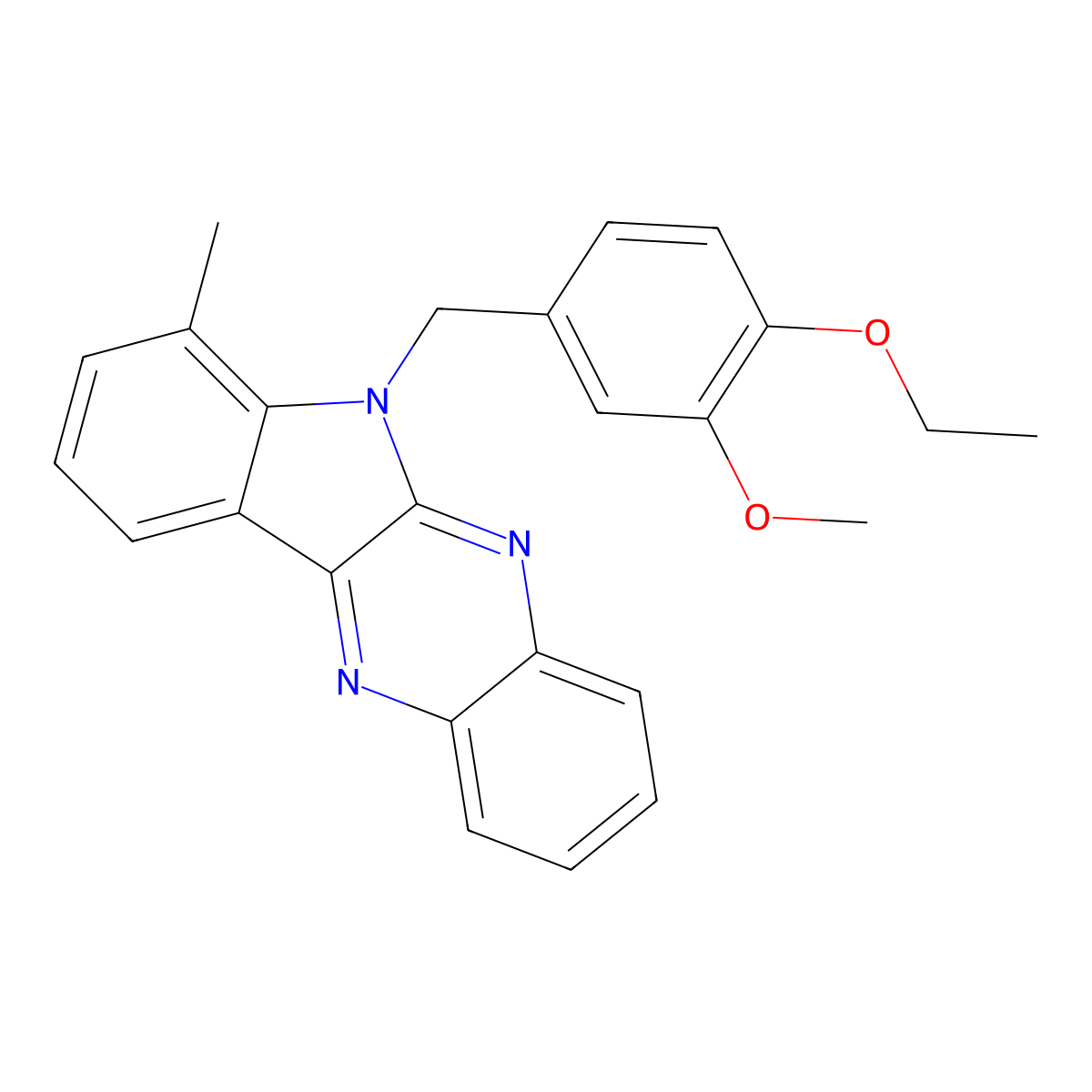 6-(4-ethoxy-3-methoxybenzyl)-7-methyl-6H-indolo[2,3-b]quinoxaline molecular structure, CAS 844447-55-8