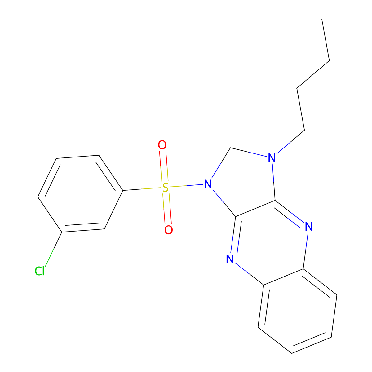 1-butyl-3-((3-chlorophenyl)sulfonyl)-2,3-dihydro-1H-imidazo[4,5-b]quinoxaline molecular structure, CAS 844447-75-2