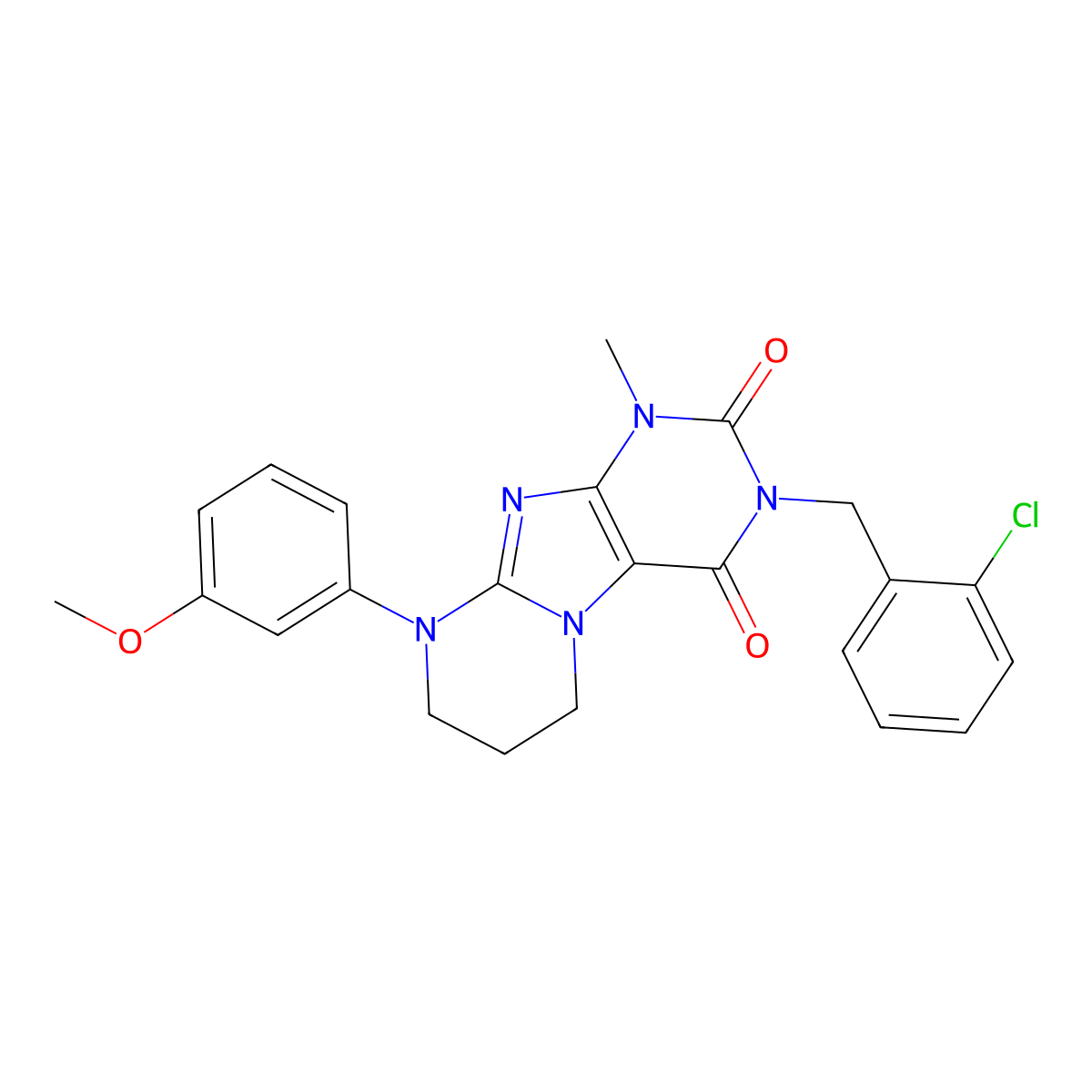 3-[(2-chlorophenyl)methyl]-9-(3-methoxyphenyl)-1-methyl-7,8-dihydro-6H-purino[7,8-a]pyrimidine-2,4-dione molecular structure, CAS 844447-76-3