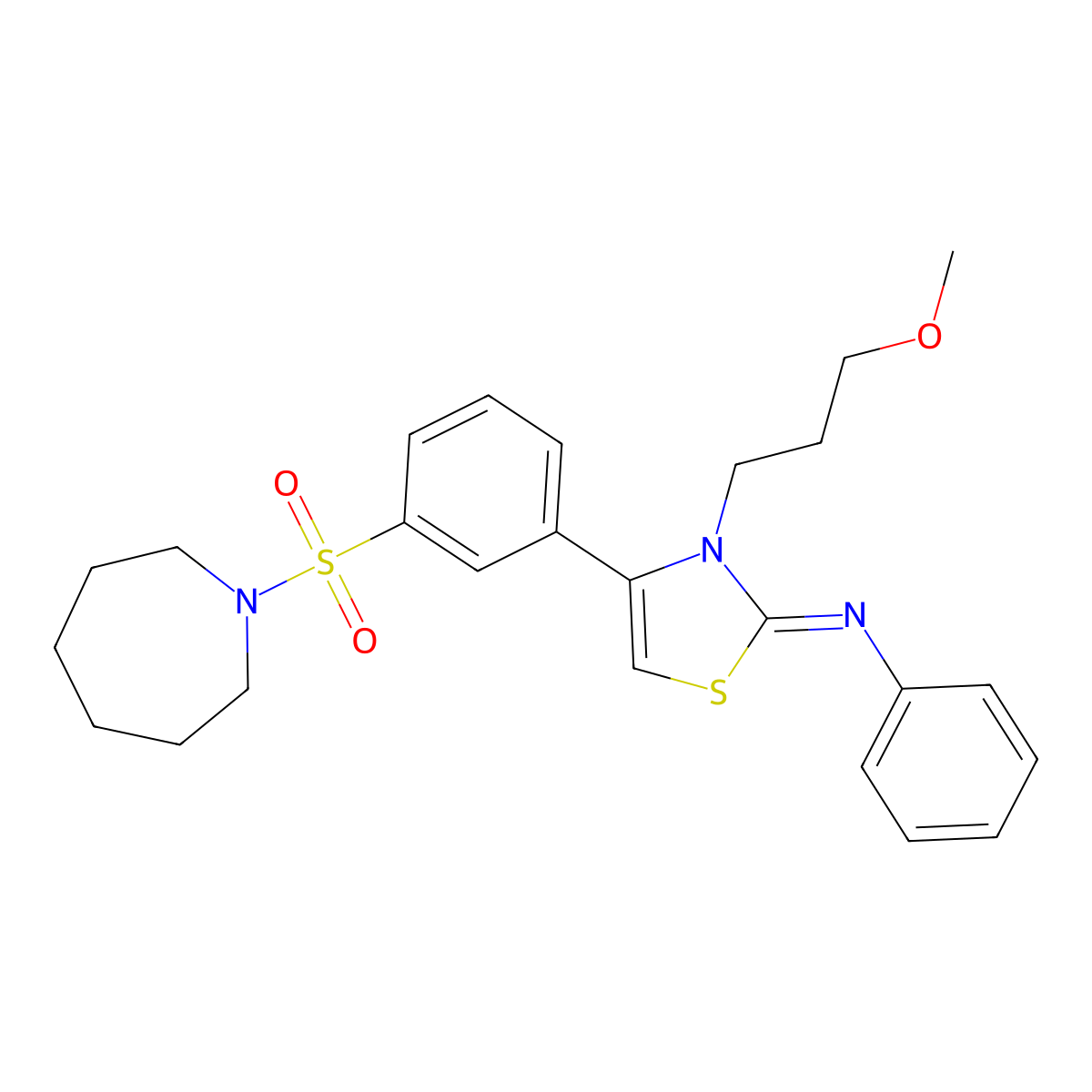 N-[(2Z)-4-[3-(azepan-1-ylsulfonyl)phenyl]-3-(3-methoxypropyl)-1,3-thiazol-2(3H)-ylidene]aniline molecular structure, CAS 844448-13-1