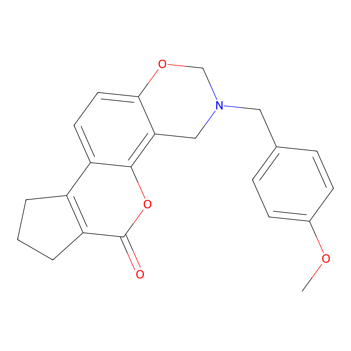 3-(4-methoxybenzyl)-3,4,8,9-tetrahydro-2H-cyclopenta[3,4]chromeno[8,7-e][1,3]oxazin-6(7H)-one molecular structure, CAS 844448-20-0