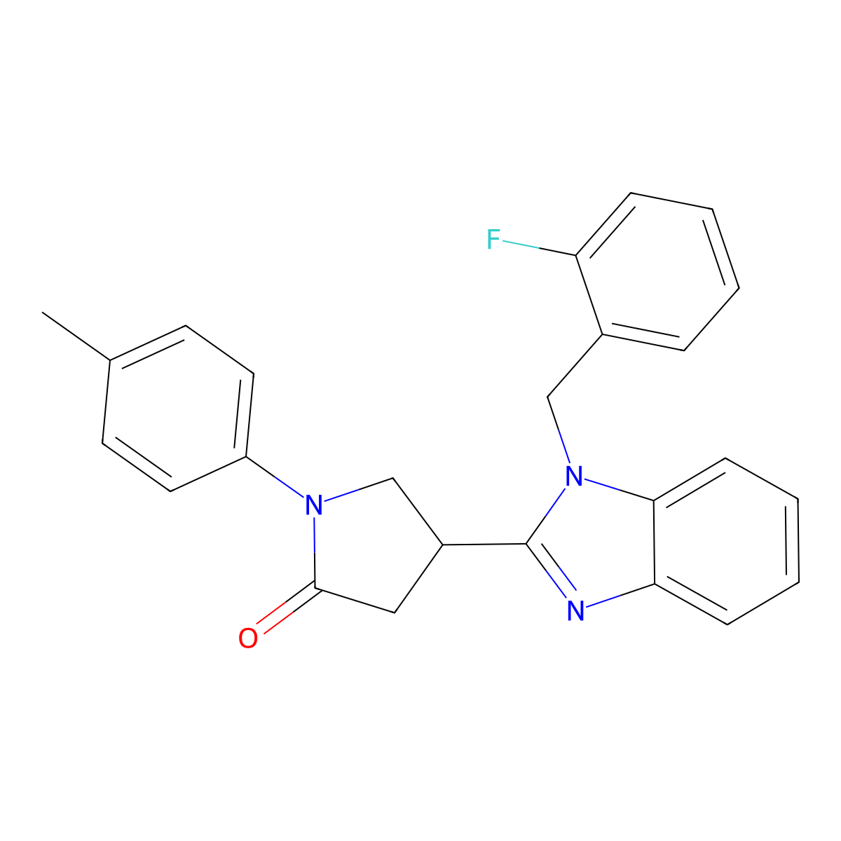 4-(1-(2-fluorobenzyl)-1H-benzo[d]imidazol-2-yl)-1-(p-tolyl)pyrrolidin-2-one molecular structure, CAS 844448-37-9