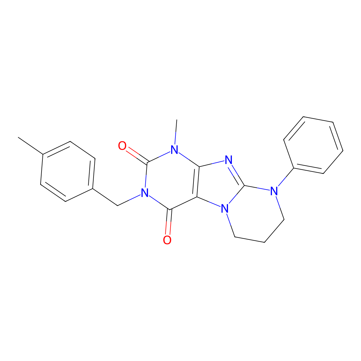 1-methyl-3-[(4-methylphenyl)methyl]-9-phenyl-7,8-dihydro-6H-purino[7,8-a]pyrimidine-2,4-dione molecular structure, CAS 844448-39-1
