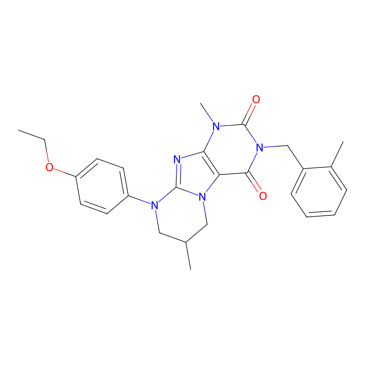9-(4-ethoxyphenyl)-1,7-dimethyl-3-[(2-methylphenyl)methyl]-7,8-dihydro-6H-purino[7,8-a]pyrimidine-2,4-dione molecular structure, CAS 844448-41-5