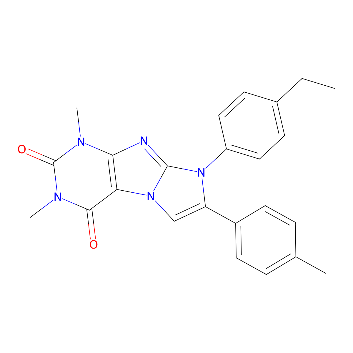 6-(4-Ethylphenyl)-2,4-dimethyl-7-(4-methylphenyl)purino[7,8-a]imidazole-1,3-dione molecular structure, CAS 844448-50-6