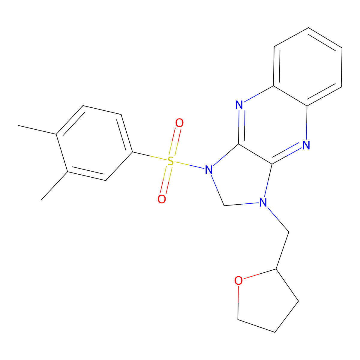 1-((3,4-dimethylphenyl)sulfonyl)-3-((tetrahydrofuran-2-yl)methyl)-2,3-dihydro-1H-imidazo[4,5-b]quinoxaline molecular structure, CAS 844448-69-7